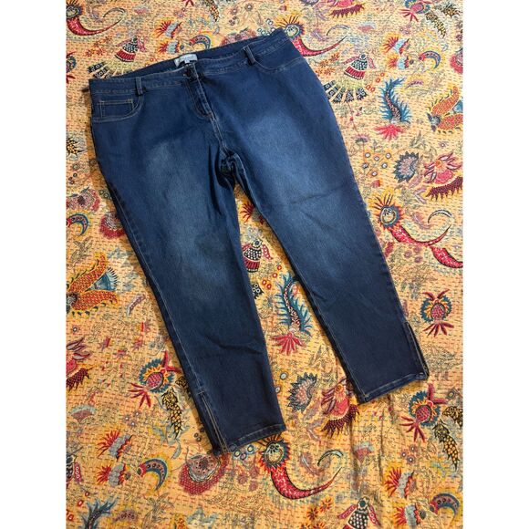 MODAMIX Jeans Women's sz24 Skinny Cropped Med-Dark Wash Stretch Zipper Ankles - Picture 1 of 15